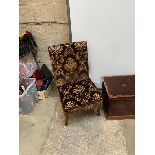 481 - Upholstered chair and ottoman in clean condition