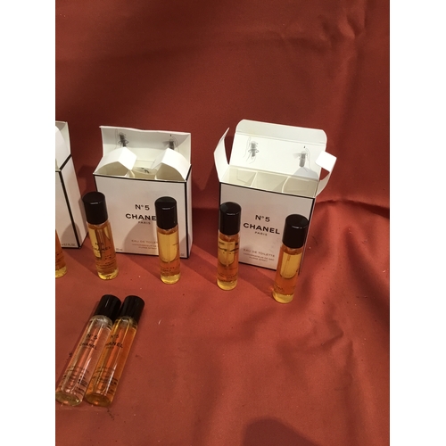 176 - Chanel No5 and Chanel No5 L’eau Eau de Toilette purse spray 3 boxes with 2 x 20ml refill perfumes in... 