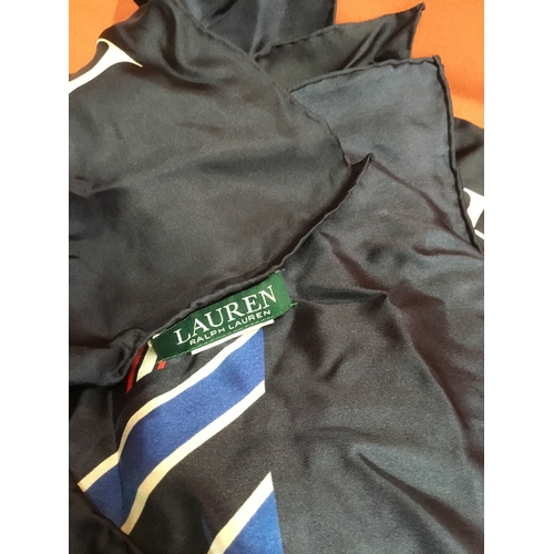 180 - Royal blue, navy blue and white Ralph Lauren scarf 85 x 85 cm