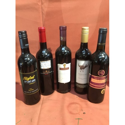 411 - Collection of Five Bottles of Red Wine