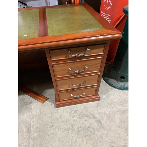 68 - Large mahogany captains desk with green leather insert - in fantastic condition - splits into 3 - 16... 