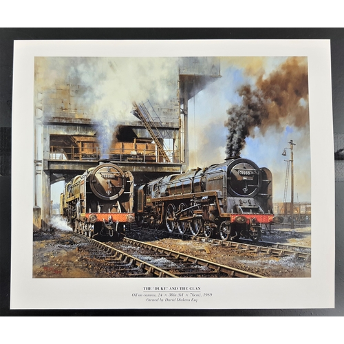 101A - 4 colour train prints by Malcolm Roots. ‘The ‘Duke’ and The Clan’, ‘Mistley’, ‘Cold & Damp’ and ‘Und... 