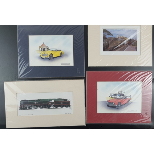 109A - 6 various transport prints. Includes cars, trains and planes. Individually sealed. Size: 25.5 cm x 2... 