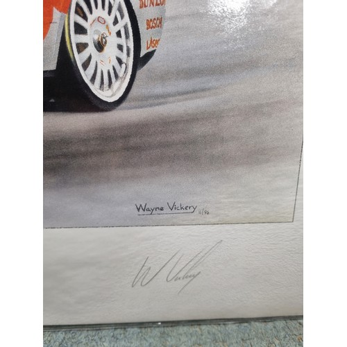 115A - Signed by the artist, colour print of British Touring Car Championship driver Frank Biela at Brands ... 