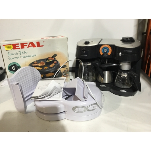 213 - Kitchen Lot inc Kenwood Coffee Machine, Tefal Grill and Cookworks Food Slicer