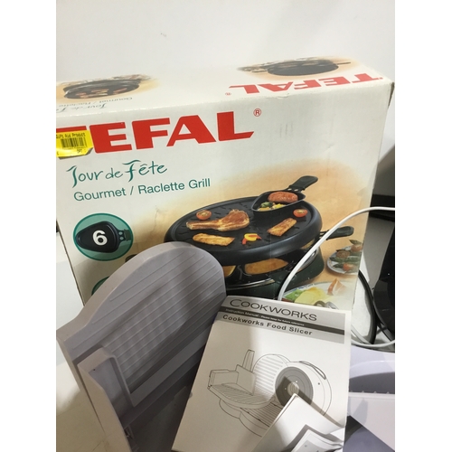 213 - Kitchen Lot inc Kenwood Coffee Machine, Tefal Grill and Cookworks Food Slicer