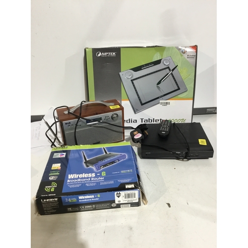 92 - Electrical Goods including Media Tablet, DVD Player, Wireless Router, Digital Radio