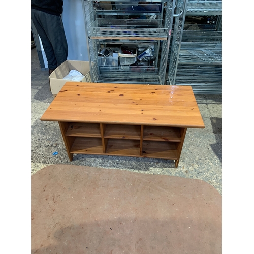 453 - Pine coffee table with under storage - 120cm wide