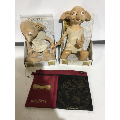 90 - Two Harry Potter Dobby Toys and a Wizarding World Study Wallet