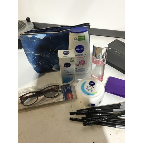 372 - Handheld Mirros, Pefumes, NIVEA Creams, Travel Bag and Makeup Lot