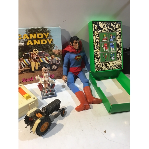 97 - Collection of items includes superman candy and more