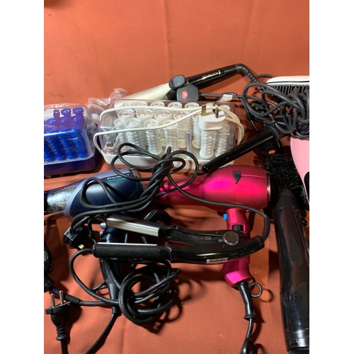 244 - Large Lot of Hairdryers, Straighteners and Curlers