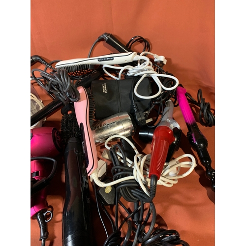 244 - Large Lot of Hairdryers, Straighteners and Curlers