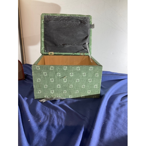 139 - Padded green sewing box stool