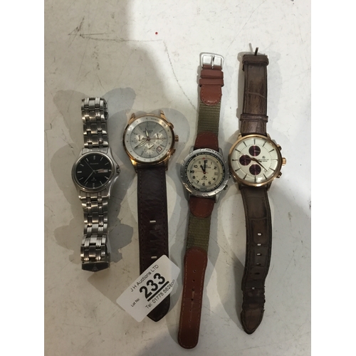 233 - Four Mens Watches by Accurist, Timex and Sekonda