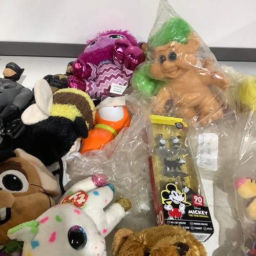 310 - Collection of soft toys includes Winnie Pooh and friends plus Trolls and more