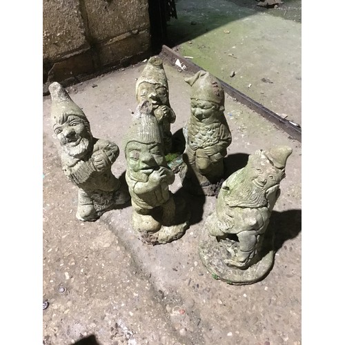 336 - 5 garden gnome ornaments