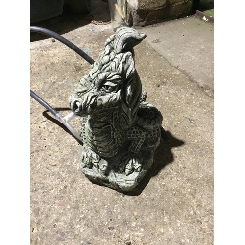 346 - Concrete dragon water feature approx 19” tall