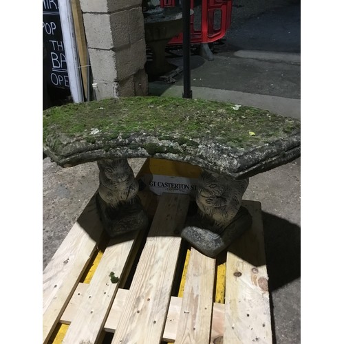 353 - Concrete garden bench with Squirrel supports