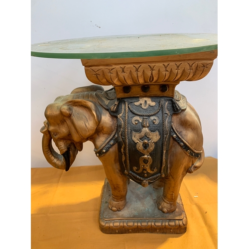 643 - Elephant side table with glass top - in gold and black colour