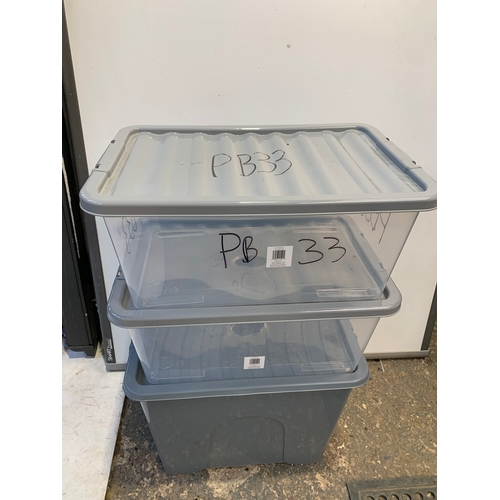 647 - 2x 45L storage box and one larger - with lids