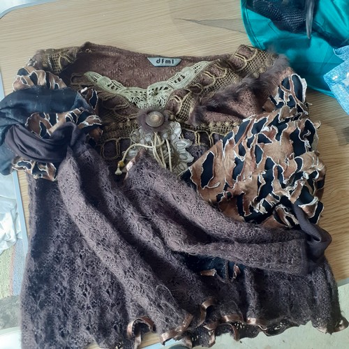 3 - Fancy dress/Mystical type items. Witchy type hat and scarf, top and nylons. Good condition, some new