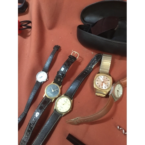 35 - Police sunglasses, 2 pens, 3 corkscrews ‘ 5 various watches