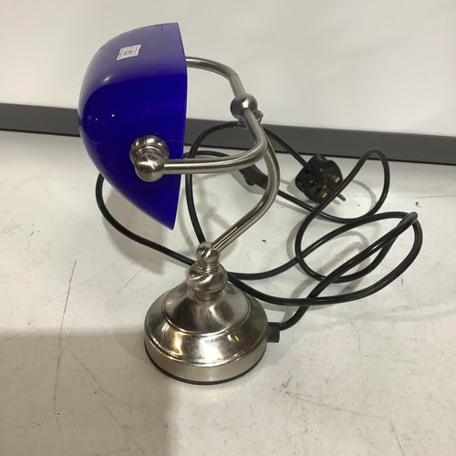 57 - Bankers desk lamp with blue glass shade