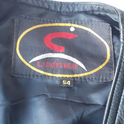 7 - KJ Bikers wear leather waistcoat, size 54. Has had badges removed so can see where they were but sti... 