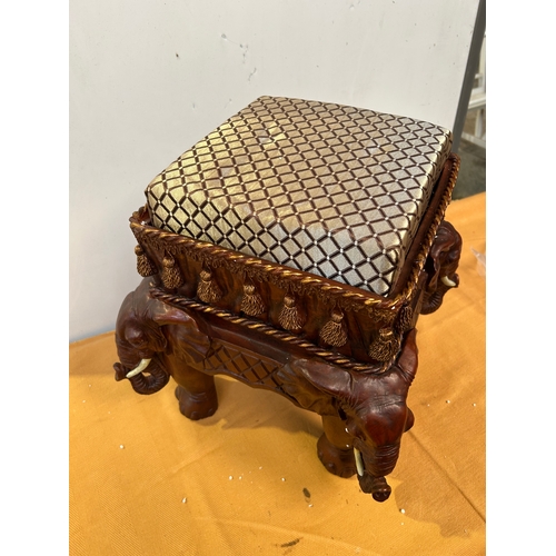 426 - Brand new elephant stool with upholstered cushion