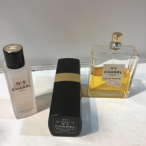 65 - 3x part used Chanel No5 perfumes