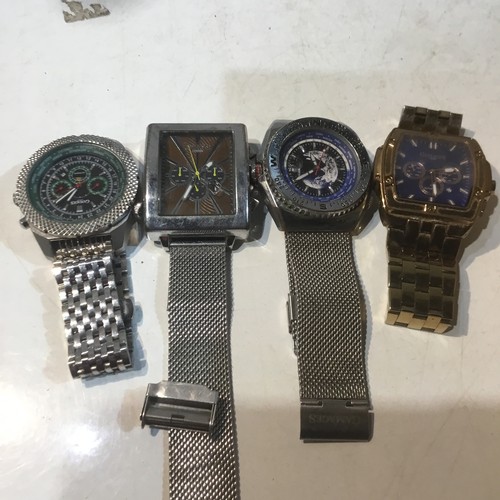 66 - 4x stainless steel watches - all by Gamages London