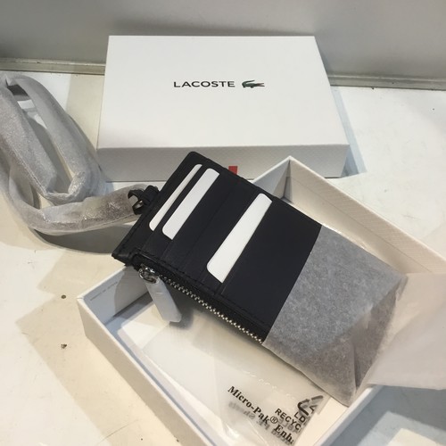 67 - Brand new Lacoste necklace style leather card holder