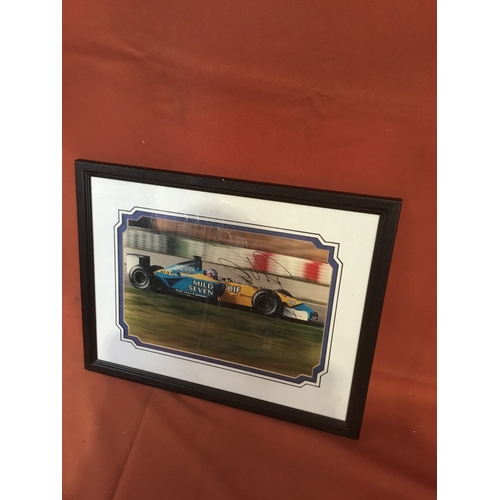 154 - Sports memorabilia - framed and glazed signed photograph of Jenson Button trace number P157 this has... 