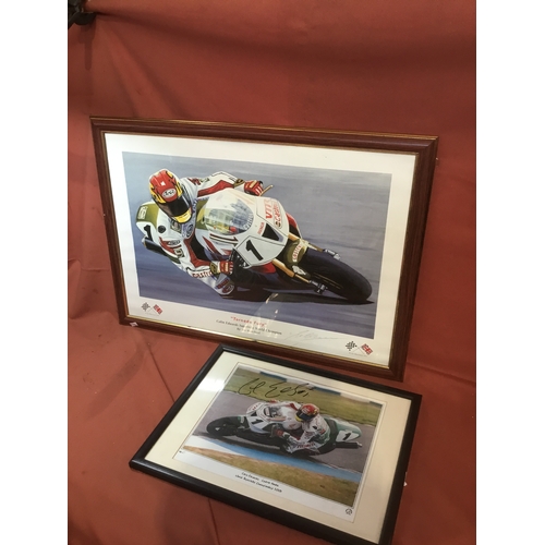 160 - Sports memorabilia 2 framed and glazed signed picture of Colin Edwards castrol Honda world Superbike... 