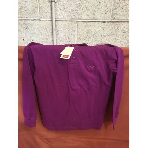 174 - New with tags Cotton Traders long sleeved polo shirts. Colour - Violet, Size - Small