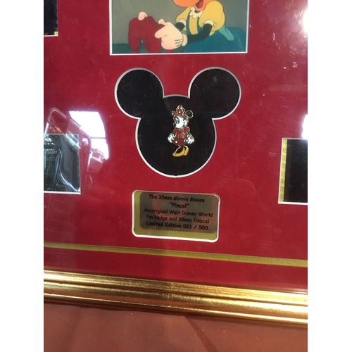 177 - Framed Mini Mouse pincel an original Walt Disney world pin badge and 35mm filmcel limited edition 02... 