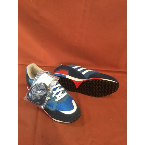 180 - New with labels - Adidas blue ZX750 trainers size 10