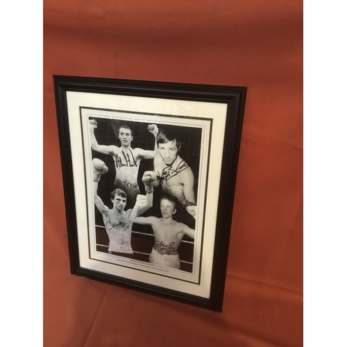 150 - Sports memorabilia. Framed and glazed picture British Boxing Legends Alan Minter, Ken Buchanan, Char... 