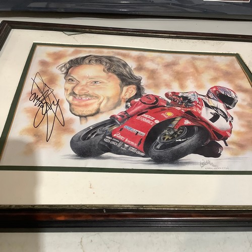 188 - Lionel Messi photo in frame bottom of frame missing  plus a framed signed print of Carl fogarty