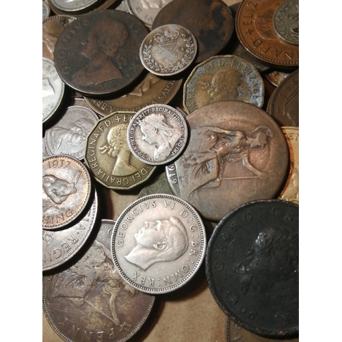 46A - COINS : Very large box of mixed coinage (silver noted)