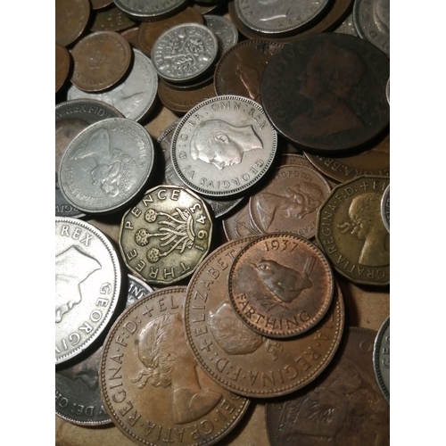 46A - COINS : Very large box of mixed coinage (silver noted)