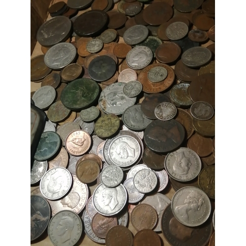 46A - COINS : Very large box of mixed coinage (silver noted)