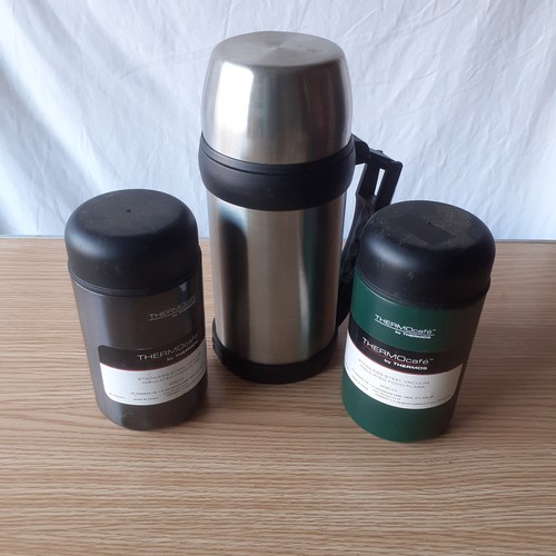 43A - Stainless steel flasks. 2 x 400ml and 1 x 1litre