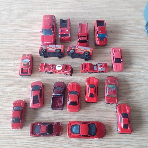 48A - Quantity of red cars including fire engines and more. Varying conditions from very good to playworn