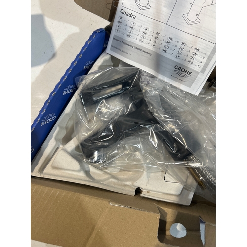 12 - Grohe “Quadra” Matt BlackMixer Tap with fittings and sink plug - brand new