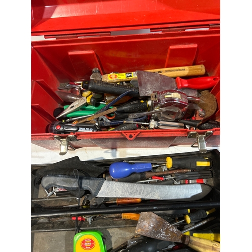 129 - Toolbox with large quantity of hammers, screwdrivers, pliers etc