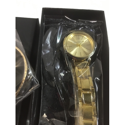 180 - Gold coloured watch with love bangle new