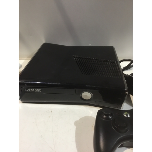 187 - Black xbox 360 with power brick hdmi lead + controller working