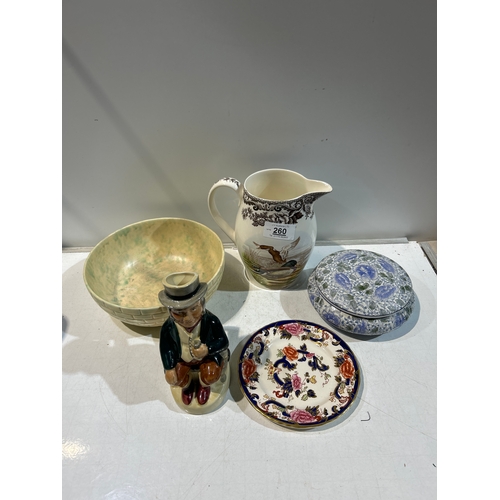 260 - Collectible lot to inc Tony Wood jug, Spode jug, Wade bowl and 2x oriental dishes